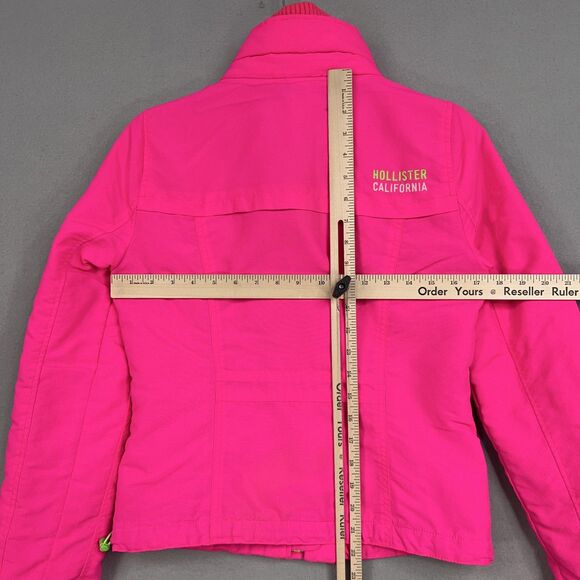 Hollister Jacket Womens Small Pink Bright Hot Neon Puffer Winter Coat Snow Ski - Picture 11 of 15